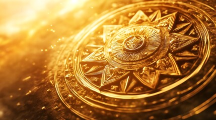 Bright glowing mandala with spiritual sun symbolism high resolution picture