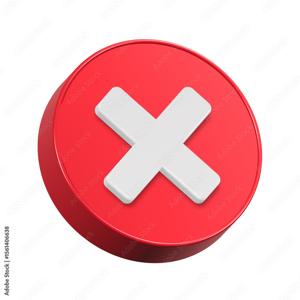 Poster delete icon red color 3d rendering