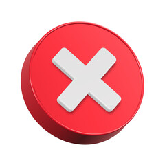 Delete icon red color 3d rendering