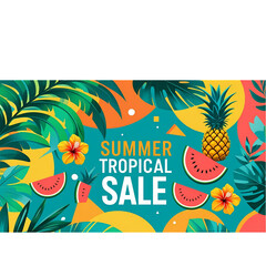 Summer tropical sale banner vector
