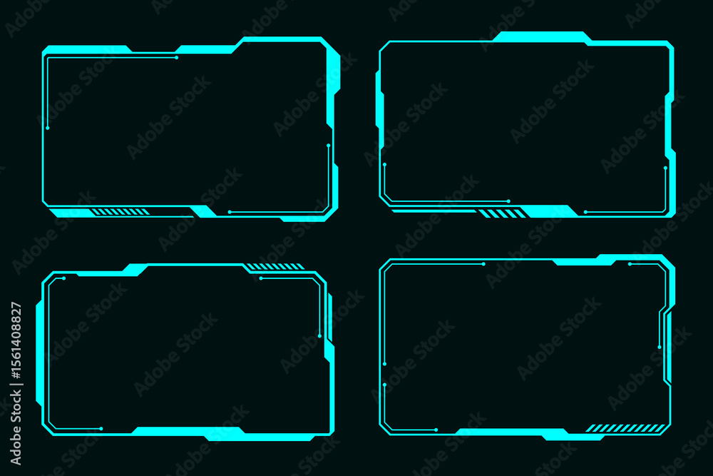 Poster futuristic set hi tech frame cyberpunk style design element technology hud sci-fi