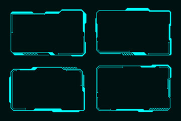 Futuristic set hi tech frame cyberpunk style design element Technology HUD sci-fi