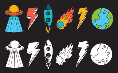 Retro 90's vector sticker set 