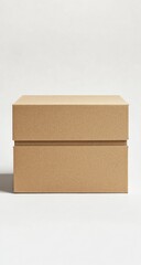 A light beige cardboard box, double-stacked, sits on a plain white background.  It's a simple, rectangular storage container