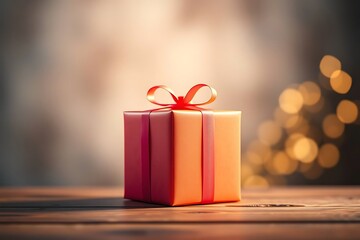 Adorable and charming 3D-rendered cube-shaped gift box with a ribbon, perfect for festive scenes, holiday packaging concepts, and cheerful decorative digital illustrations