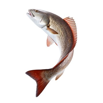 Red fish in mid-air