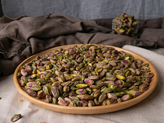 Pistachio nut cashew. Healthy snack high in dietary fiber.