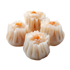 Four Steamed Shrimp Siu Mai Dumplings Closeup isolated on a transparent background shrimp dumplings steamed dumplings