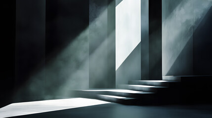 Abstract light rays forming geometric shapes deep shadow, Stage light backdrop