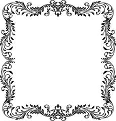 A filigree heraldic crest motif floral pattern border frame. Original design in a vintage style.