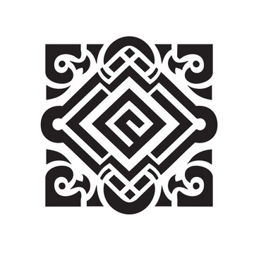 Greek Key motif black and white silhouette icon