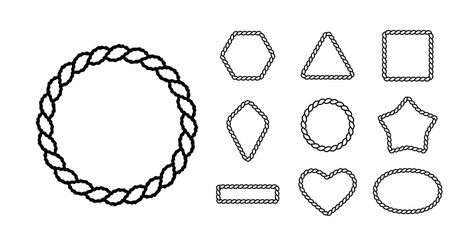 This set of rope vector borders features 9 shapes, like circles and hexagons. With detailed rope texture, it’s ideal for invitations and posters. Scalable with no quality loss!