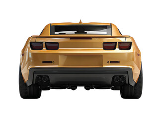 Naklejka premium golden car back view isolated on transparent background