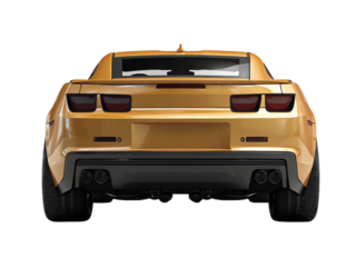 golden car back view isolated on transparent background