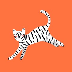 Tiger doodle clipart, white animal in cute design © Rawpixel.com