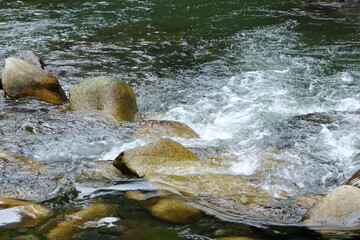 川の水と岩と飛沫