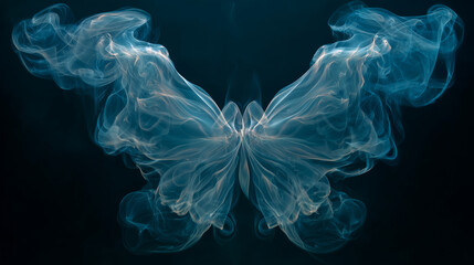 Fototapeta premium Wisps of smoke twisting into a delicate butterfly with outstretched wings