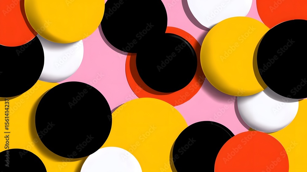 Poster vibrant overlapping circles in a bold, abstract pattern.