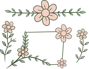 Elegant floral border vector frame
