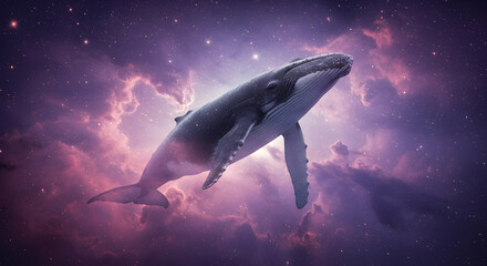 Fototapeta premium Whale in Space Cosmic Ocean Mammal Galaxy Dreamscape