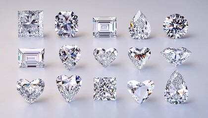 Collection of various diamond shapes and cuts.