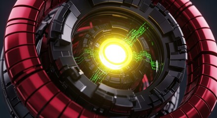 Naklejka premium Abstract rendering of a futuristic device with glowing center core