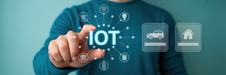 Person interacting with an internet of things interface.