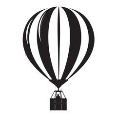Obraz premium Striking black and white silhouette of a hot air balloon with a single passenger in the gondola against a clean white background