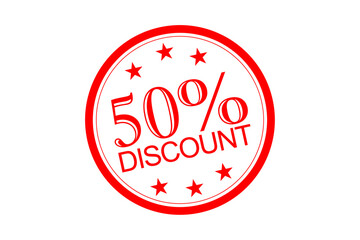 50% DISCOUNT - Red Rubber Stamp With text 50% DISCOUNT 

