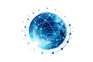  glowing digital world network illustration isolated on white background PNG ,ai generated
