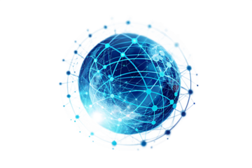 glowing digital world network illustration isolated on white background PNG ,ai generated