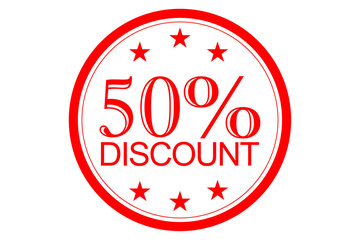 50% DISCOUNT - Red Rubber Stamp With text 50% DISCOUNT 
