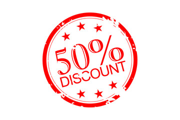 50% DISCOUNT - Red Rubber Stamp With text 50% DISCOUNT 
