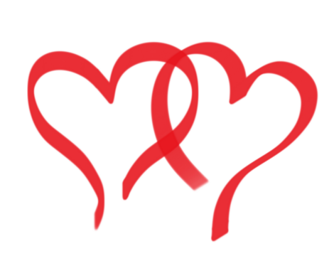 red heart with ribbon