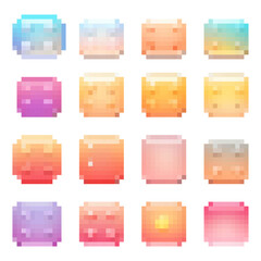 Colorful vector blocks displaying various gradients and textures arranged in a grid pattern for design and artistic use