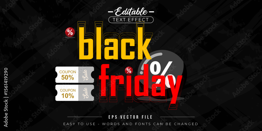 Poster black friday text effect with bold editable style. editable text effect.