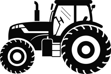 Obraz premium Robust Farm Tractor Silhouette: Agricultural Vehicle for Rural and Farming Themes