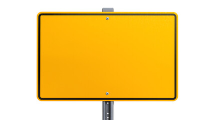 Blank yellow street sign board isolated on white background