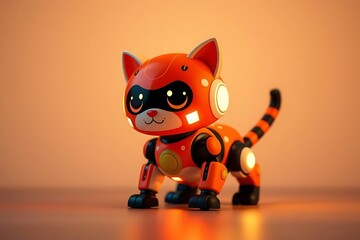 Adorable and energetic 3D-rendered toy robot with expressive features and playful design, perfect for children’s toys, futuristic characters, and creative digital illustrations