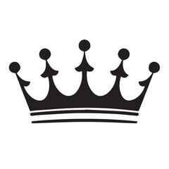 Simple black silhouette of a classic royal crown with five points and decorative bands against a white background