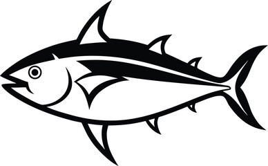 Fototapeta premium Minimalist Outline Of A Tuna Fish With Fins Sprea