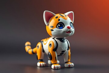 Adorable and energetic 3D-rendered toy robot with expressive features and playful design, perfect for children’s toys, futuristic characters, and creative digital illustrations