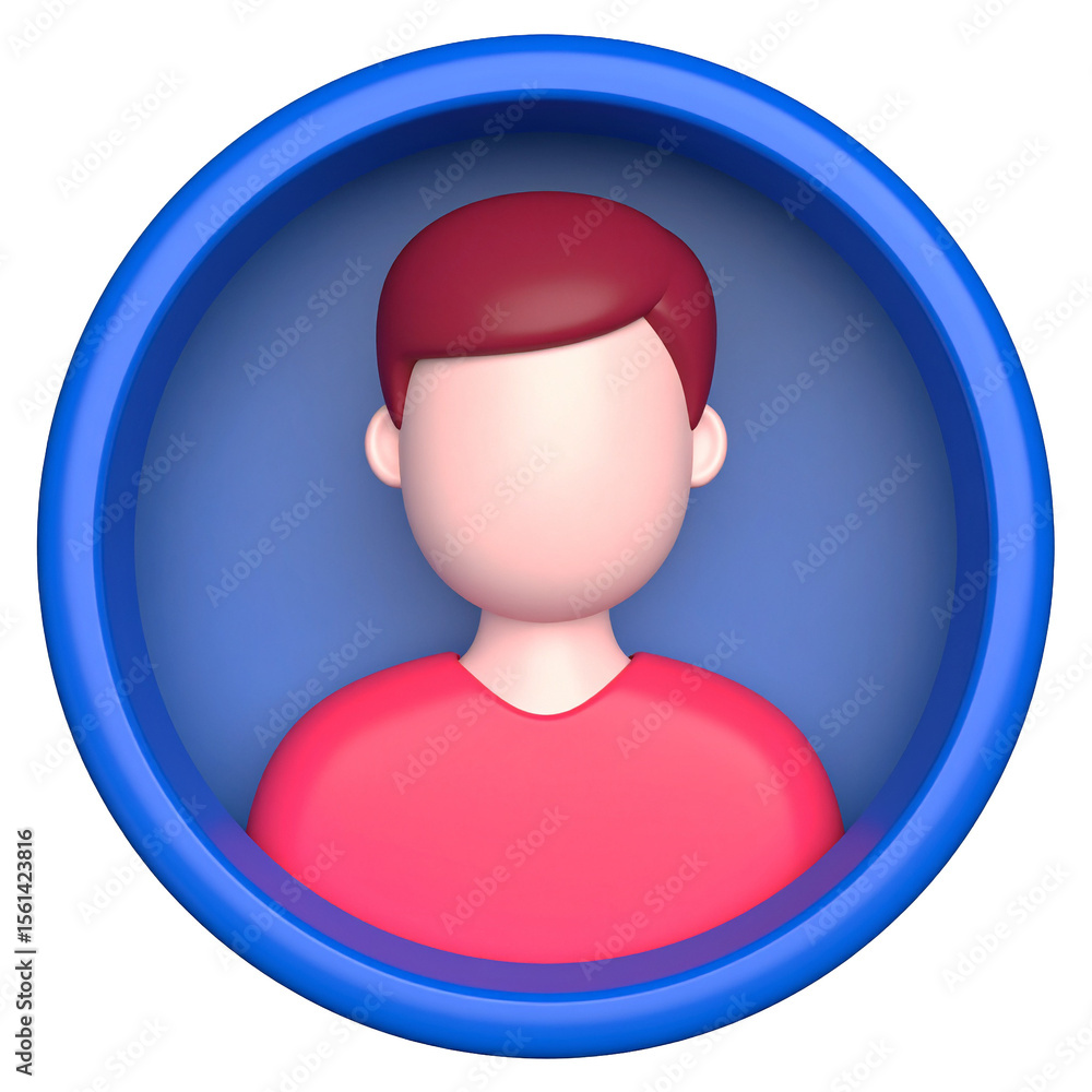 Fototapete avatar illustration: a 3d rendering of a stylized avatar icon, featuring a neutral facial expression