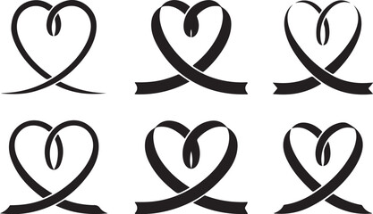 Heart Awareness Ribbon Vector Set

