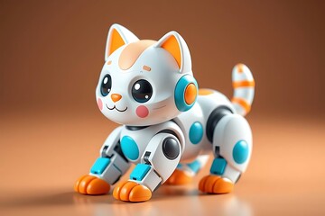 Adorable and energetic 3D-rendered toy robot with expressive features and playful design, perfect for children’s toys, futuristic characters, and creative digital illustrations