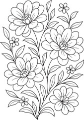 Floral Oval Design with Lily, Blooms, Leaves, and Swirls - Vector Graphic Resource