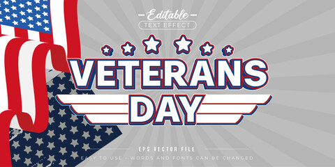Veteran day editable text effect in modern trend style.