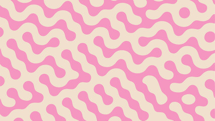 Pink and cream colored turing pattern with rounded shapes flowing across the entire surface view