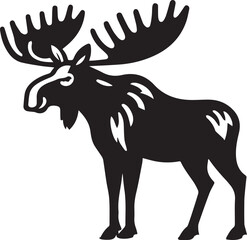Moose Vector In Black and White