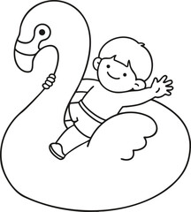 hand drawn vector illustration of a cartoon flamingo tube